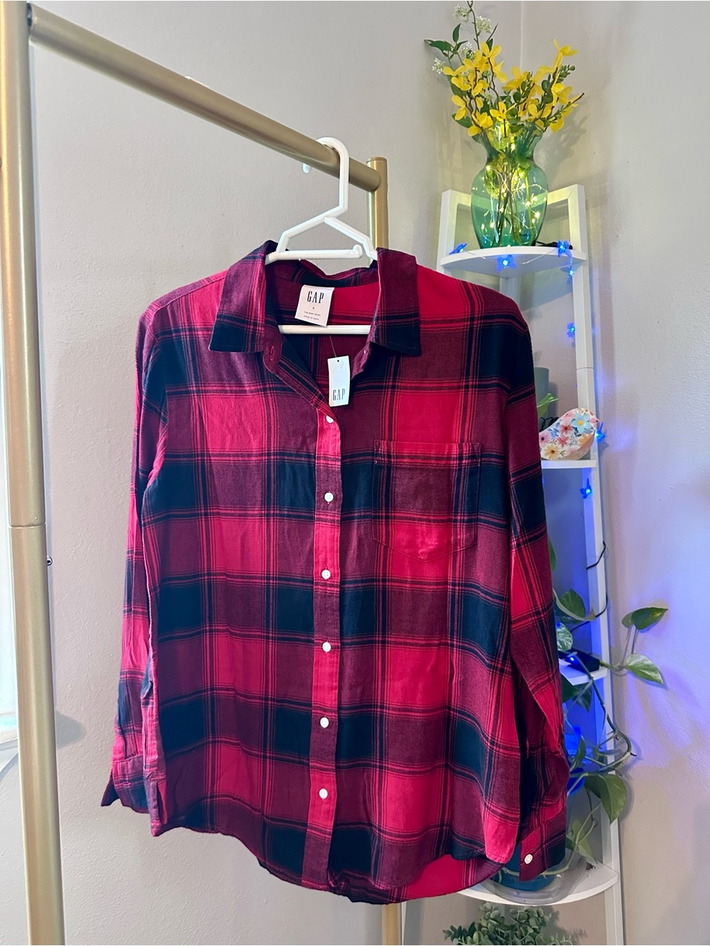 GAP Red and Black Plaid Flannel Shirt